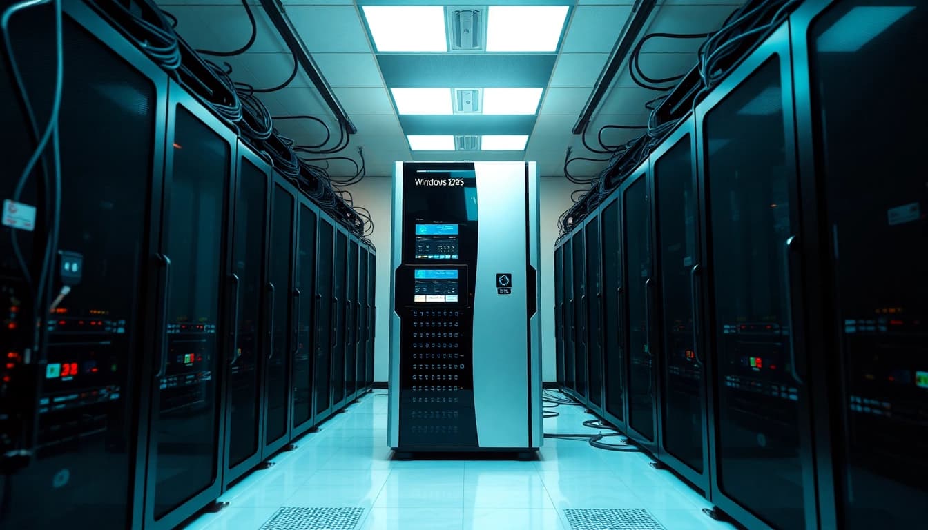 Windows Server 2025 Standard rechtssicher lizenzieren in einem modernen Rechenzentrum mit effizienter Technologie.