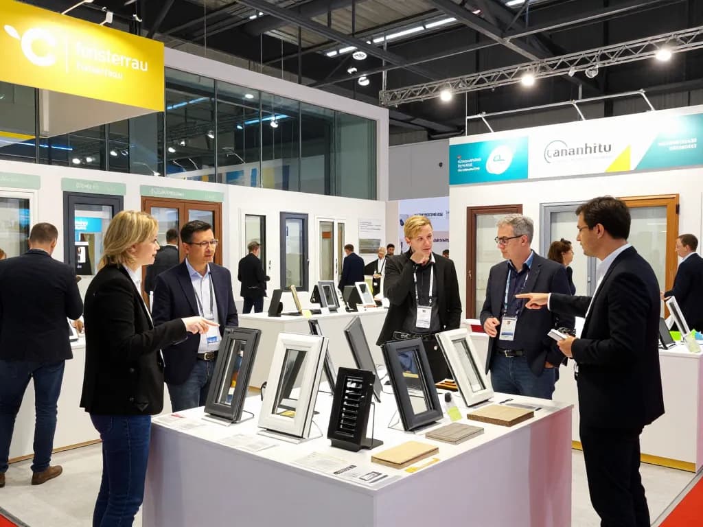Innovative Fensterbau-Designs, die auf einer lebhaften Messe präsentiert werden.