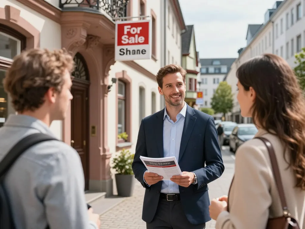 Engagierter Immobilienmakler zeigt Immobilien in Frankfurt Sachsenhausen, hebt Immobilienmakler Frankfurt Sachsenhausen hervor.