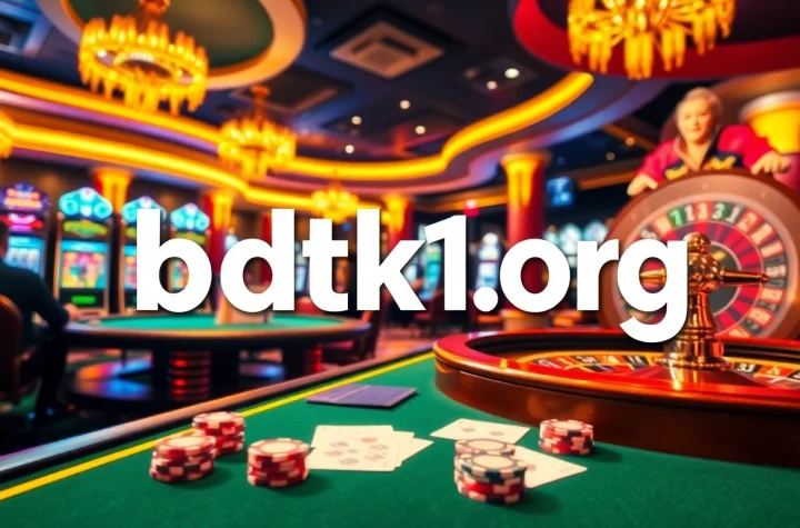 Immersive casino gameplay scene highlighting bdtk1 org with vibrant tables and excited players.