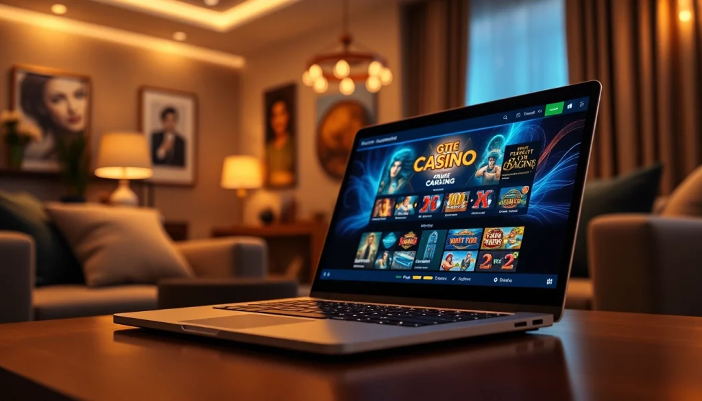 A szórakoztató online kaszinó élmény bemutatása egy modern laptopon.