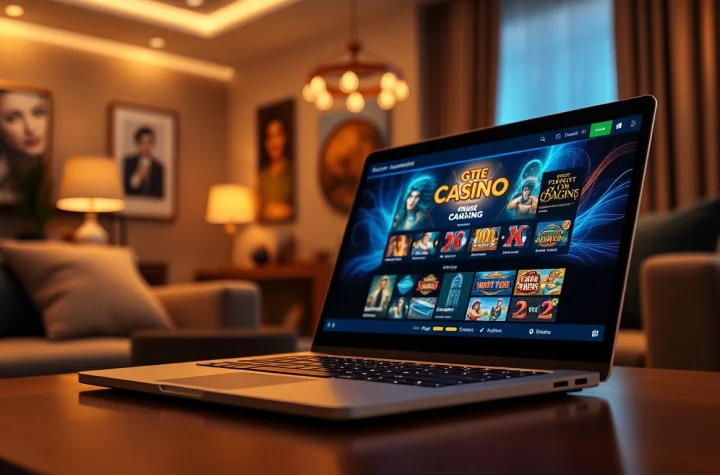 A szórakoztató online kaszinó élmény bemutatása egy modern laptopon.