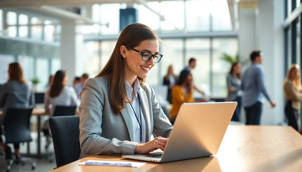 Headhunter IT connects candidates with tech roles in a modern office setting.