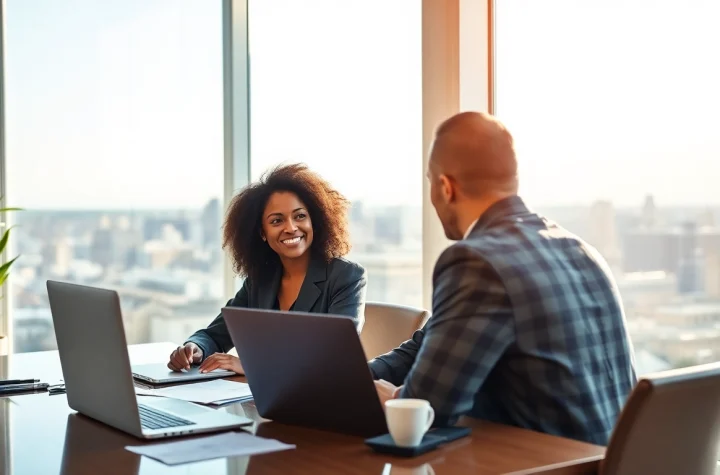Die Headhunter Schweiz beraten Kandidaten in einer modernen Büroumgebung.