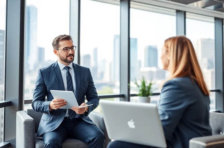 Headhunter Ingenieure beraten über Karrierechancen in einem modernen Büro.