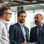 Headhunter Ingenieure in einem professionellen Gespräch über Karrierechancen.