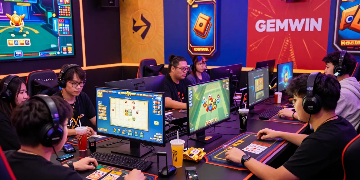 Players engaged in online gaming at https://gemwin.pics/, surrounded by vibrant graphics and immersive gameplay, creating a lively atmosphere.